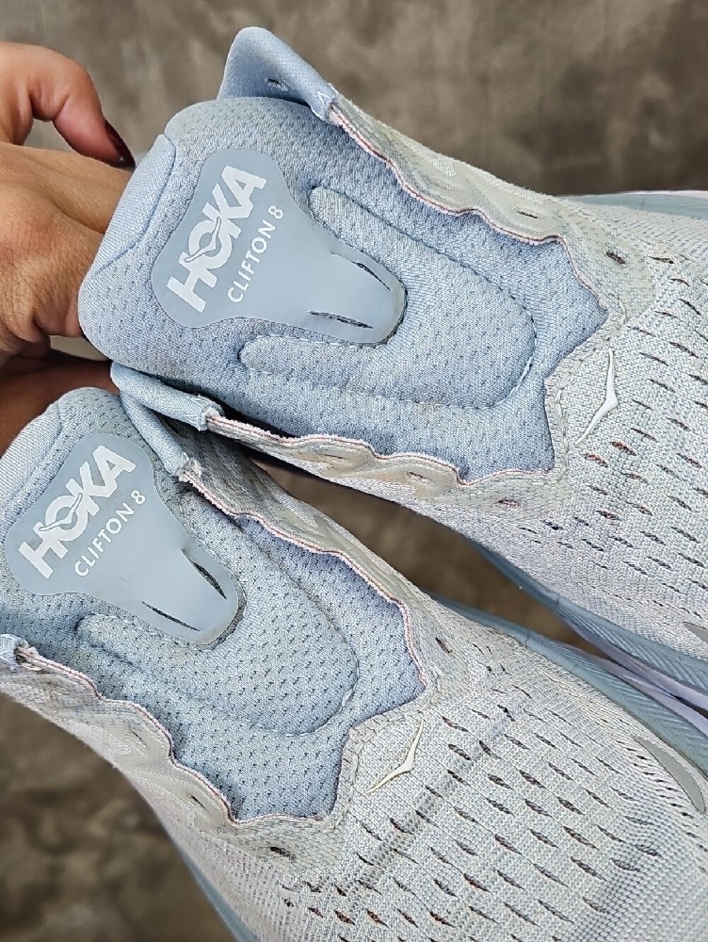 Hoka Clifton 8 Women's Athletic Running Shoe in Light Blue - Picture 5 of 12
